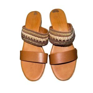 Toscanella Embellished Platform Wedge Slip On Sandals Size 8